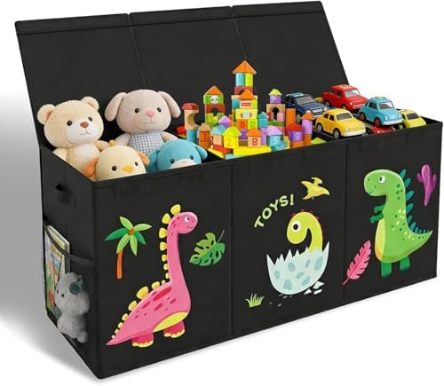 Caja de Almacenaje Juguetes,150l Baul Juguetes Infantil Plegable,Organizador de Juguetes ,Caja de Almacenamiento con Tapa y Asa para Niños Niñas, Dormitorio, Sala de Juegos, Guardería,98x34x40cm