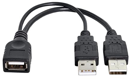 chenyang USB 2.0 Type A 1 Femelle vers 2 mâles câble d'extension de données supplémentaire pour Disque Dur Mobile 2,5