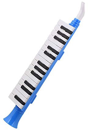 Yibuy Blue Plastic 27 Keys Melodica Mouth Organ Wind Piano QM27A Black White Keyboard