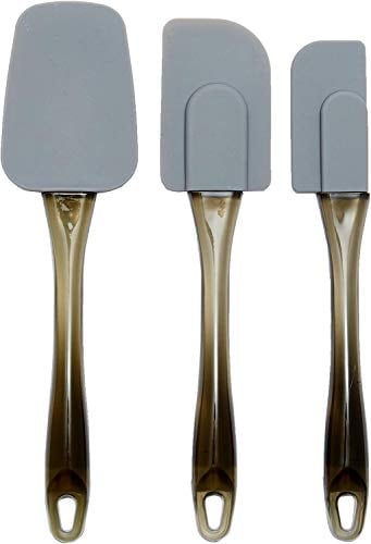 Amazon Basics Rectangular Espátulas de Silicona, Set de 3 Unidad, Pequeño, Medio, Grande, Gris