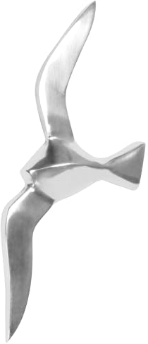 Wohnling Wanddekoration Möwe S - Aluminium-Figur 30 cm, Dekofigur Alu poliert in Silber, Maritime Wanddeko aus Metall, Nordsee Wand-Skulptur in modernem Design, Wohnzimmer-Deko für Wand