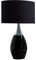 Licht-Erlebnisse Tischleuchte 60cm Klassisch elegantes Design Metall Leinen Tischlampe Schwarz Silber Wohnzimmer Beistelltisch