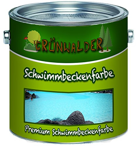 Grünwalder PREMIUM 2K Schwimmbeckenfarbe/Poolfarbe für GFK, Kunststoff und Polyester inkl. Härter 2 Komponenten in Blau Weiß Grün Grau Lichtgrau Anthrazitgrau Seegrün Farbauswahl (1 L, Blau)