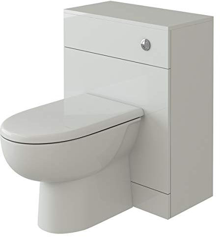 VeeBath Linx 600x330 WC and Back to Wall Toilet, Ceramic D Shape Soft Close Toilet Seat, Concealed Cistern for Bathroom- Gloss White