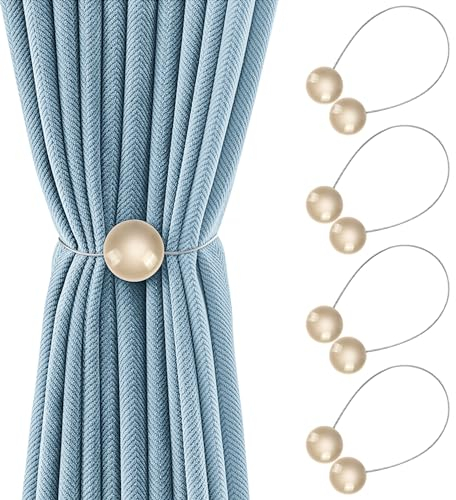 SPDYCESS 2-Paar Magnetische Vorhang Raffhalter Raffhalter für Gardinen Vorhangschnalle Vorhang Halter, 13,8 Zoll Vorhangseil Vorhang Binder Gardinenhalter Holdbacks Vorhang Tiebacks für Dekoration
