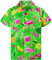 King Kameha Hawaiian Shirt Men Fruit-Designs Regular-Shirt Short-Sleeve, Flamingo-Melon, Green, L