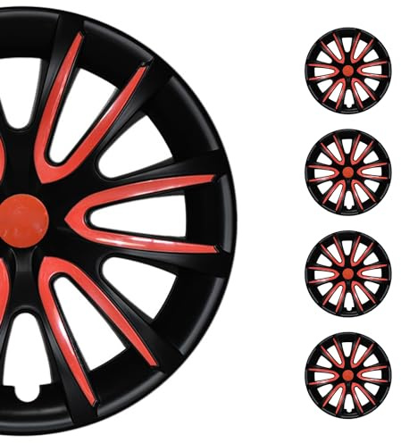 OMAC Radkappen 15 240 Schwarz Rot Matt 4tlg