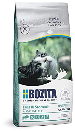Bozita Diet & Stomach Katzentrockenfutter mit Elch – 2 kg – getreidefreies Trockenfutter für sensible erwachsene Katzen – 34 % Protein, 10 % Fett – ohne Zucker & Gentechnik – leicht verdaulich
