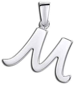 Amberta 925 Sterling Silber Anhänger - Personalisierte Charm Buchstaben für Damen und Männer - Symbole Kombinieren - Stil M