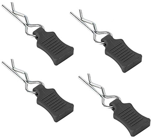 Tbest RC Karosserieklammern Bent Springy R Pins, 1/8 1/10 1/12 RC Karosserieklammern R Pins + Befestigungsklammer Set Modell Bent Karosserieklammer Zubehör(Schwarz