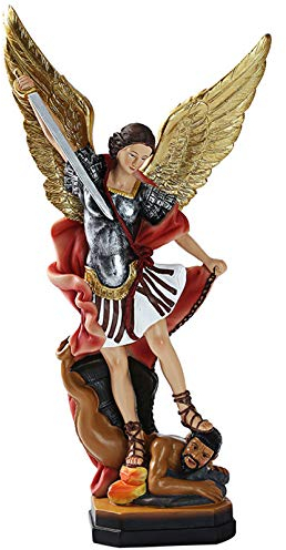 Vinbcorw Erzengel St. Michael Slaying Demon Statue,Figur Erzengel Michael bekämpft das Böse, Wohnzimmer Und Gartenharz SammlerstüCke Dekoration Ornamente,ReligiöSes Geschenk,A2