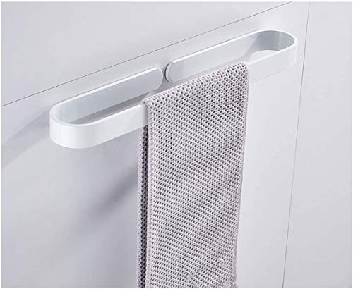 Angou Porta asciugamani da parete senza foratura, accessorio per il bagno, in alluminio, autoadesivo, per scarpiera/coperchio per pentole, colore: bianco, 60 cm