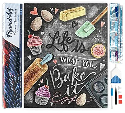 Figured'Art Diamond Painting Erwachsene 40x50cm Ganze Leinwand gerollt Bake it 5D Bilder Eckige Steine - DIY Set Basteln