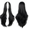 75 cm lange, schwarze, gewellte Perücke für Damen, lang, lockig, synthetische schwarze Perücke für Party, Cosplay, Halloween, Anime (C-Schwarz)
