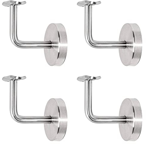 PRIOstahl Handlaufhalter Wandhalter Handlaufstütze Rohrhalter Geländerhalterung - 4 x Handlaufträger an die Wand 3-Loch Befestigung mit Abdeckrosette Ø 42,4 mm für Rundrohr aus Edelstahl V2A