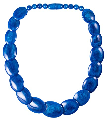 ZAVANA 60 cm lange marineblaue Statement-Halskette für Damen, Handgemachte Boho Chic Chunky Halskette für Frauen in Blau, eleganter blauer Bohème-Modeschmuck