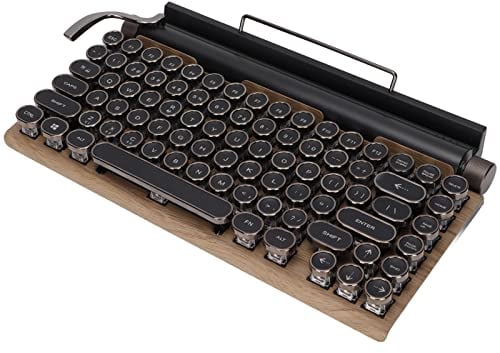 ASHATA Wireless Retro Typewriter Keyboard Bluetooth Classic Vintage Green Axis Real Mechanical Keyboard with Punk Keycap for Mac/PC/Laptop/Tablet/Mobile Phone