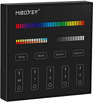 LIGHTEU®, Miboxer RGBCCT 4 Zonen RGBW dimmbare 2,4GHz Funkfernbedienung für die RGB/RGBW/RGBCCT-Serie, B4-B