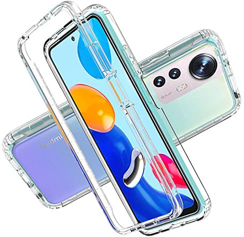 LXHGrowH Hülle für Xiaomi Mi 12 Lite 5G, 360 Grad Ganzkörper Stoßfest Handyhülle, Kratzfest Schutzhülle mit Eingebauter Displayschutzfolie, Case Dual - Transparent
