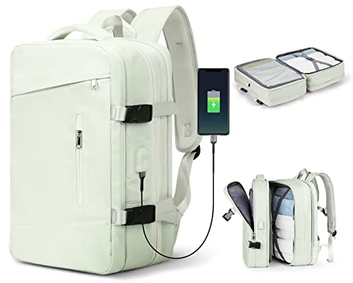 SZLX Großer Reiserucksack Damen,Ryanair Handgepäck 40x20x25 Rucksack 45x36x20 Easyjet mit USB anschluss Rucksack Wasserdicht Laptop Business Herren Reiserucksack Handgepäck Flugzeug mit Schuhfach