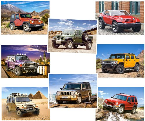 alles-meine.de GmbH 4 Stück: Mini Puzzle/Minipuzzle 54 Teile - Auto/Geländewagen - für Kinder Kinderpuzzle Minipuzzles Hummer Jeep Autos Wrangler