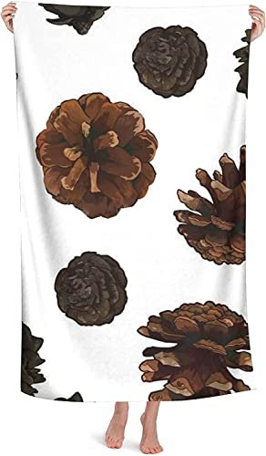 Torribala Pine Cone Isolation On White Strandtuch, Decke, Sanddicht, Schwimmen, Badetuch für Reisen, Camping, Sport, 130 x 80 cm