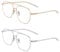 ACWOO Blaulichtfilter Brille, 2er-Set Polygon Anti Blaulicht Gaming Brillen Mode Brille, Blue Light Blocking Glasses, Retro Ohne Stärke Blaufilter Brille für Damen Herren (Gold+Silber)