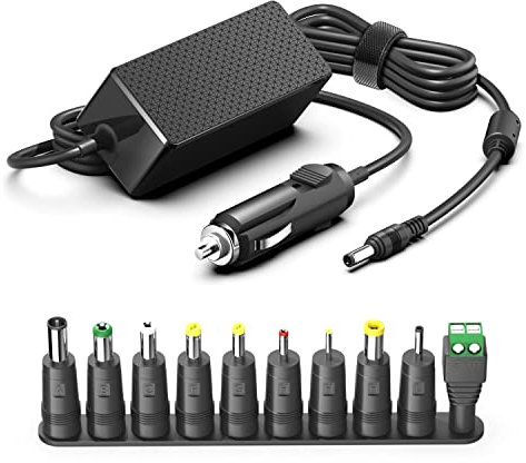 HKY 12V 24V Car Charger for Portable Power Station, LED Light Strip, Bluetooth Speakers, Monitor, Networks, Lable Printer, Mini Projector Power Cable 24 Volt Transformer Auto DC Adapter Multi Plugs