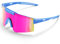 suoso Sportbrille Polarisiert Radsportbrillen Fahrradbrille Schnelle brille für Herren Damen Sport Sonnenbrille UV400 Klar Laufbrille für MTB Rennrad Fahrrad Ski Rave Blau Rosa
