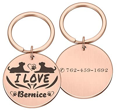 ID-Tag Für Katze,Hund,Benutzerdefinierte Gravur,Personalisiertes Hundehalsband,Haustieranhänger,Name,Anhänger,Knochen,Halskette,Halsband,Welpenzubehör,Rose Gold-Dog,25X25MM