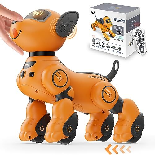 VATOS Roboter Hund Kinder Ferngesteuerter Spielzeug - Sprach und 2,4 GHz Fernsteuerung Haustier Roboterhund mit 20+ Funktionen, Programmierbarer Tanz Musik RC Roboter Hund für Kinder 3-12 Jahren