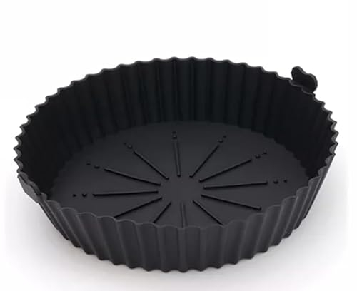Silicone Air Fryer Liners (7.5 inch, 2 x Black) Reusable Air Fryer Silicone Liner, Compatible with Ninja Air Fryer