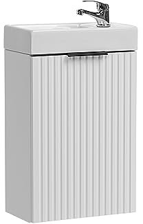 Muebles Slavic ADEL White Waschbeckenunterschrank 40 cm, kleines Waschbecken, Waschbecken inklusive, weiß, gefräste Türen, Badezimmermöbel