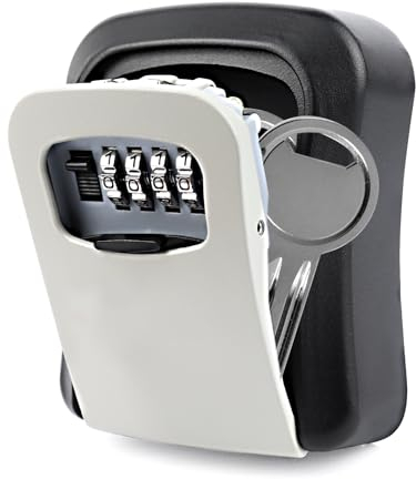 Caja Fuerte de Llaves Exterior, Caja de Seguridad para Llaves, Caja Seguridad Llaves Montado, con Código de 4 Dígitos, Aleación de Zinc, para Hogar, Garaje, Escuela, Oficina, Almacén