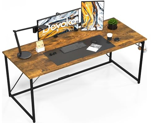 Devoko Scrivania per Computer 120 x 50 x 75 cm, Scrivania Piccola, Scrivania PC da Ufficio, Scrivania salvaspazio per Studio, Camera da Letto,Stile Industriale, Struttura in Metallo, Marrone vintage