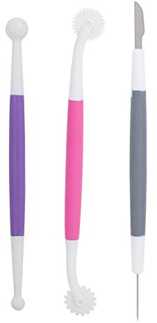 Honiwu Fondant Cake Decorating Tools, 3PCS Cake Carving Tool, Fondant Modelling Tools, Fondant Stitching Wheel