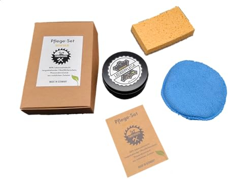 Lederpflege Set L • die natürliche Pflege für Leder • mit Reinigungsschwamm & Polierpad