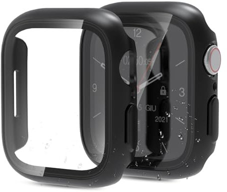 BERSEM [2 Pièces Boîtier PC Étanche avec Protecteur D’écran en Verre Trempé Compatible avec Apple Watch Série 9/ Series 8/ Series 7 41mm, Protection Complète, Imperméable.