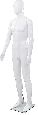 Ganzkörper männliche Schaufensterpuppe mit Glassockel glänzend weiß 185 cm