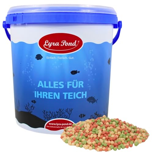 Lyra Pond® 10 L Pond Colour Mix Light im Eimer | Leichtes, Mehrfarbiges Fischfutter mit Spirulina | Gut verdauliches Teichfutter | Kräftigt die Farben des Fisches | Artgerechtes Futter für Teichfische