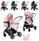Chipolino Kinderwagen Aura 2 in 1 umbaubar Wickeltasche Sitz umkehrbar bis 22 kg, Farbe:rosa
