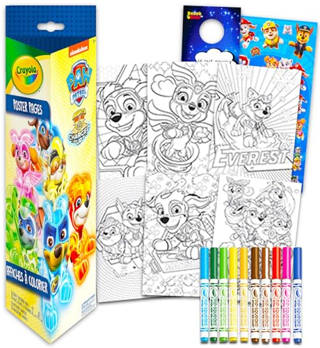 Paw Patrol Riesiges Malposter-Set – Bündel mit Paw Patrol Color Your Own Postern plus waschbaren Markern, Aufklebern, mehr | Paw Patrol Malaktivitätsset für Kinder