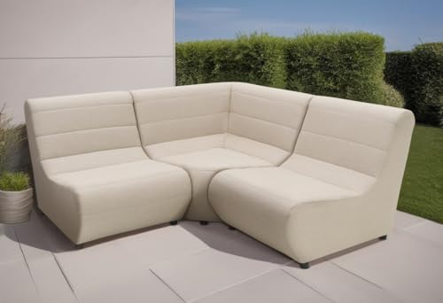 DOMO. collection Outdoor Ecksofa Borkum, Sofa in L-Form aus 2 x Sessel-Element und 1 x Ecksessel wetterfest, Gartensofa, Gartenmöbel, Eckcouch, 179 x 179 x 80 cm (BxTxH), taupe