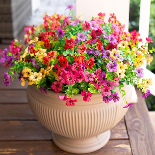 SOMYTING Fiori artificiali 12 fasci all'aperto resistente ai raggi UV fiori falsi non sbiadiscono pianta artificiale verde giardino portico finestra scatola ufficio arbusti decorazione