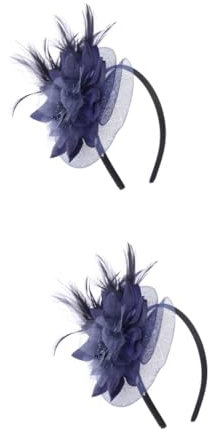 MAGICLULU Cerchietto Per Con Grandi Fiori Blu Navy 2 Pezzi Per Donna