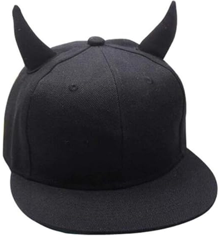 1pc Horn Baseball Cap Baseball Cap Männer Frauen Baseball Cap Hörner Hip-Hop Hut Baumwolle Punk Schnappkappe mit Hörnern Schwarze Outdoor Hip Hop Hats 111