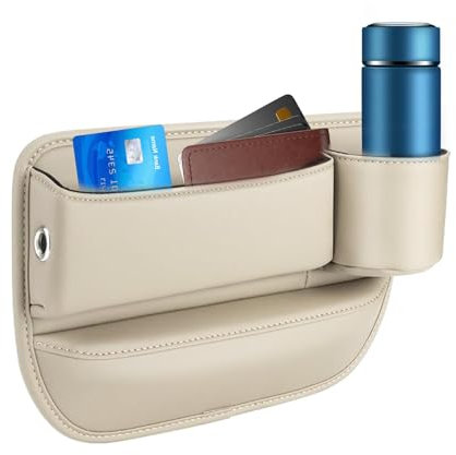 Car Leather Cup Holder Gaps Bag PU Leather Car Storage Box Car Seat Gaps Filler Organizer Leather Car Seat Storage Box With Water Cup Holder Car Organizer Front Seat Gaps Filler Car Travel Accessories