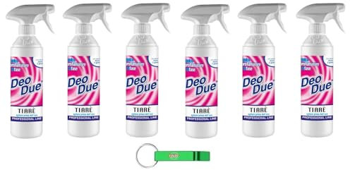 6x Deo Due Profumatore Bifase Ambiente Tiarè,Duftender Lufterfrischer Aufsprühen,Deodorant Parfümierer 500ml + Beni Culinari Kostenloser Schlüsselanhänger