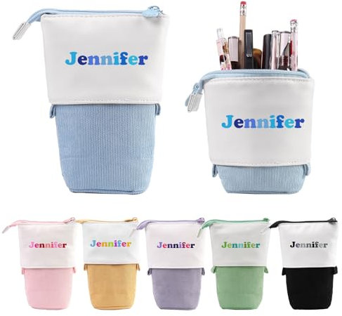 Wamantic Personalisierte Federmäppchen Teleskopisch Mäppchen für Mädchen Federmäppchen Reißverschluss Jungen Ständer Bleistifthalter mit Namen Stifteköcher Schulbedarf(Stil-5)