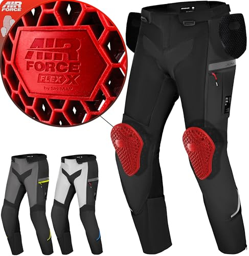 SHIMA Alpha Motorrad Hose Herren mit Protektoren Airforce Knieprotektoren Motorradhose Sommer Protektorenhose Urban Touren Wasserdicht Verstärkte Schützend Motorradkombi (Männer, Black, S)
